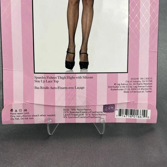 Leg Avenue One Size Black Fishnets Style 9122‎ Halloween Costume Silicone Lace - Picture 6 of 9
